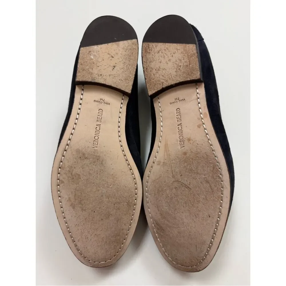 Veronica Beard Navy Suede Cutout Loafers